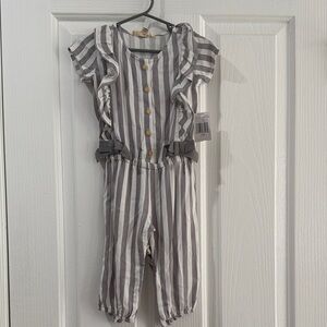 New with tags Jessica Simpson Striped Gray and White toddler Jumpsuit